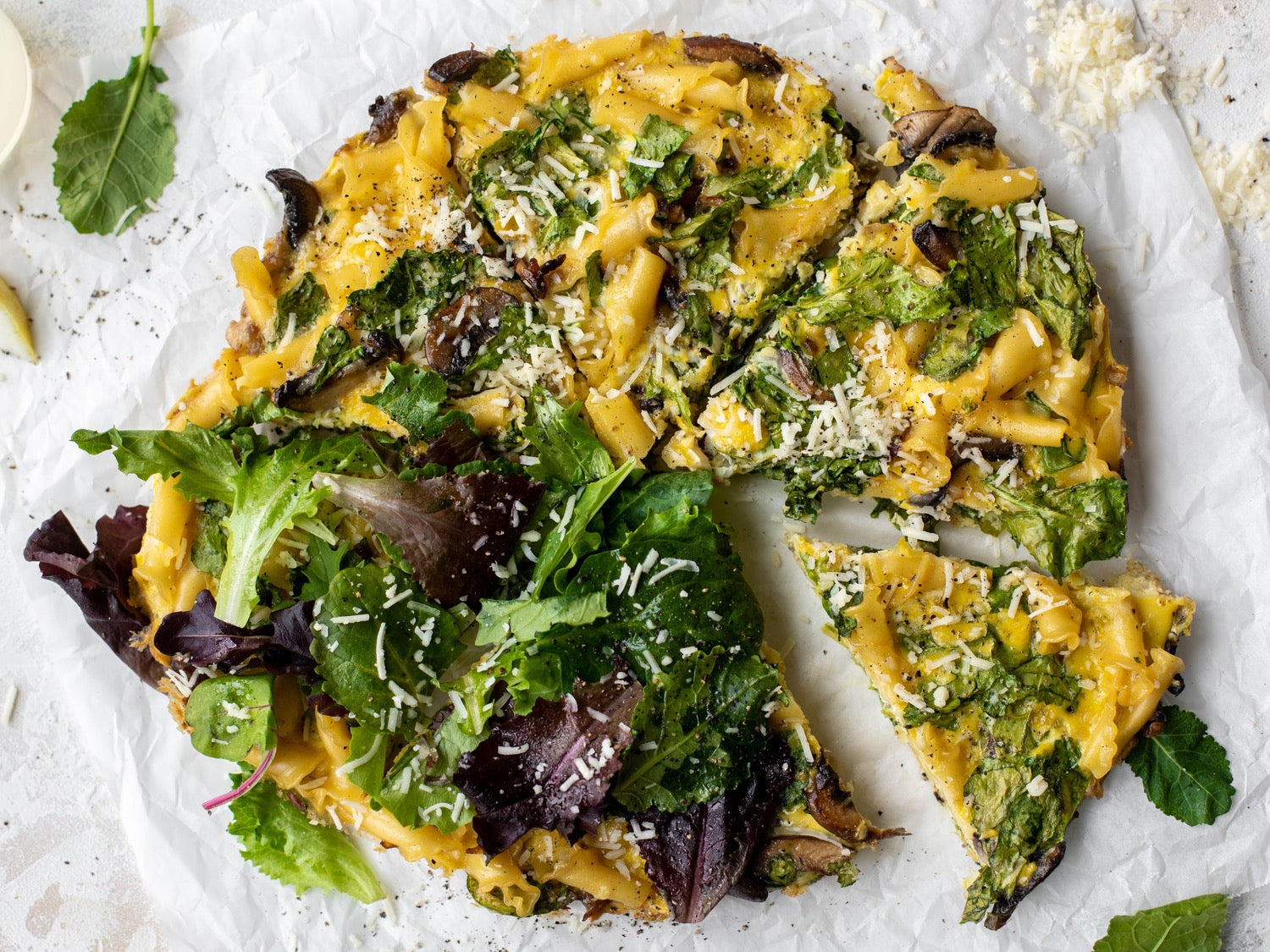 Frittata with spring greens and potatoes