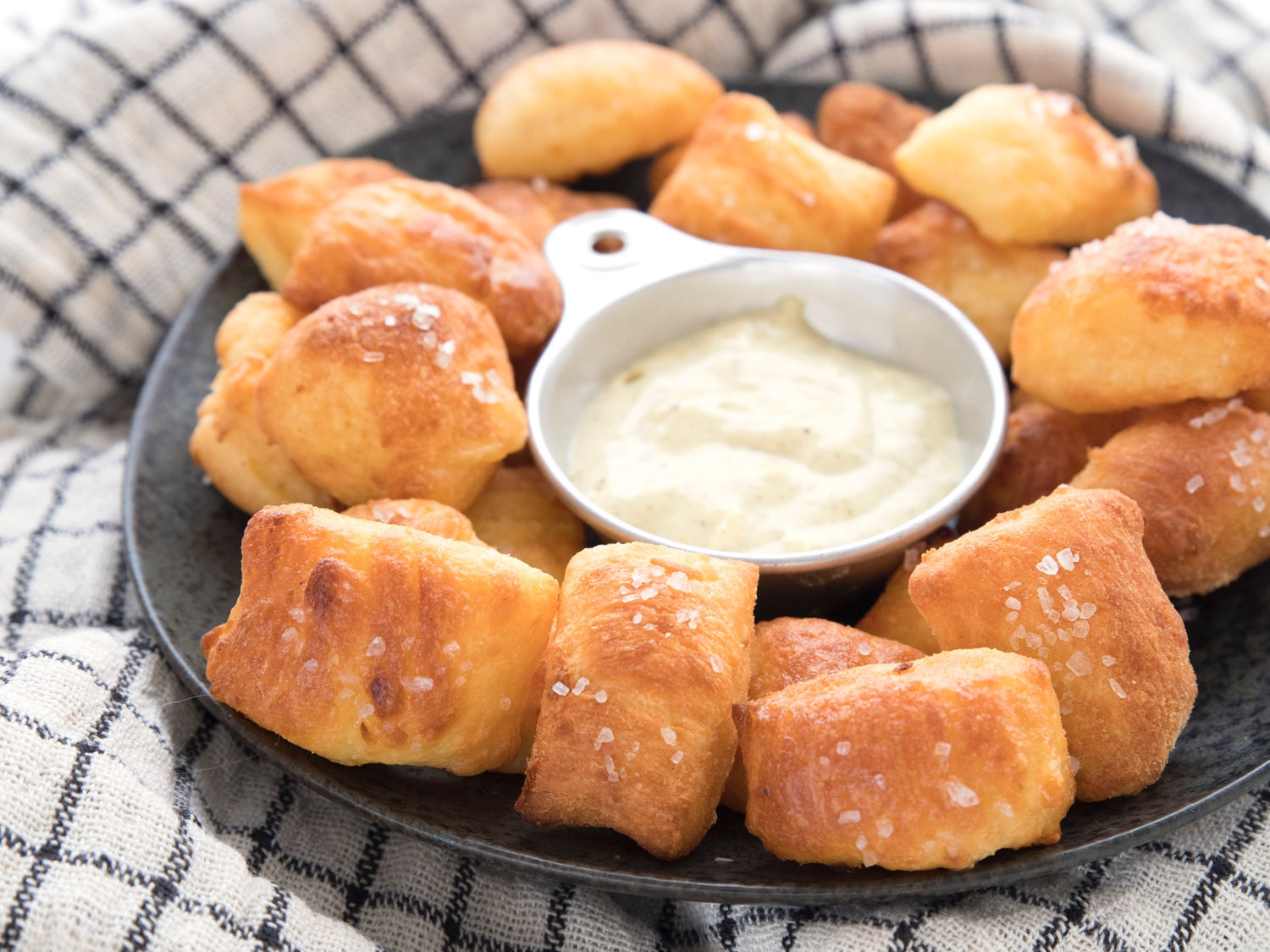 Soft Pretzel Nuggets with Spicy Cheese Dipping Sauce - Brown Eyed